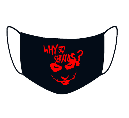 MASECZKA BAWEŁNIANA WIELORAZOWA NA TWARZ Z NADRUKIEM  WHY SO SERIOUS? JOKER SMILE MASKA OCHRONNA  DWUWARSTWOWA