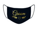 czarna maseczka  z napisem GROOM gałązka PAN MŁODY na ślub ślubna wesele bawełniana wielorazowa dwuwarstwowa antywirusowa maska ochronna na twarz na nos usta.png