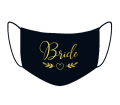 czarna maseczka  z napisem BRIDE panna młoda gałązki na ślub ślubna wesele bawełniana wielorazowa dwuwarstwowa antywirusowa maska ochronna na twarz na nos usta.png