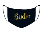 MASECZKA BAWEŁNIANA BRIDE dla panny młodej na ślub WIELORAZOWA NA TWARZ Z NADRUKIEM na nos i usta z napisami MASKA OCHRONNA DWUWARSTWOWA 