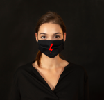 MASECZKA BAWEŁNIANA WIELORAZOWA na twarz z nadrukiem STRAJK PROTEST kobiet symbol piorun maska ochronna dwuwarstwowa do osłony nosa i ust