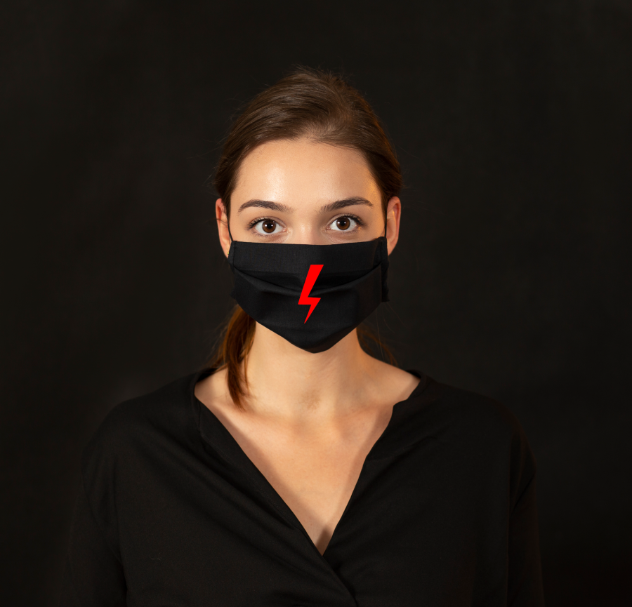 maseczka bawełniana z nadrukiem PROTEST GODEK dla kobiet protest czarna.png