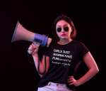 Koszulka damska GIRLS JUST WANNA HAVE FUNdamental human rights z nadrukiem napisami 