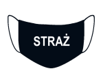 Maseczka bawełniana wielorazowa dwuwarstwowa antywirusowa z napisem STRAŻ czarna maska ochronna na twarz na nos usta