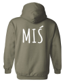 bluza z kapturem męska MIŚ  dla par zakochanych dla niego dwojga walentynki oliwkowa tył.png