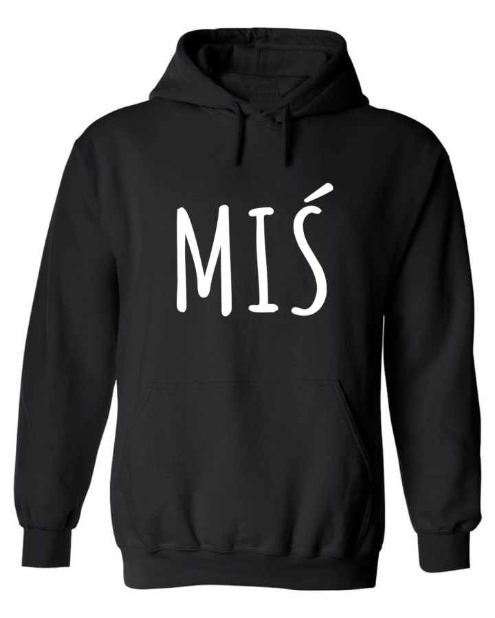 bluza z kapturem męska MIŚ  dla par zakochanych dla niego dwojga walentynki czarna.png
