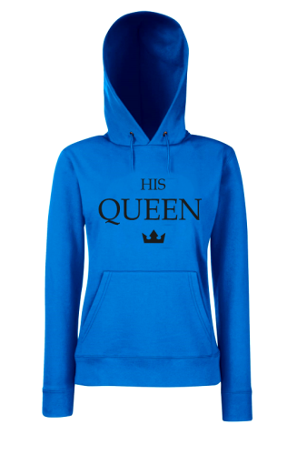 Bluza z kapturem damska HIS QUEEN dla par zakochanych dla niej niebieska XL