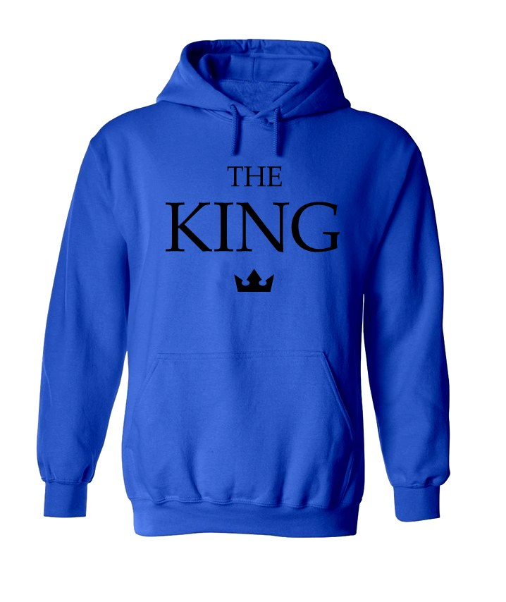 the king bluza z kaptuem z nadrukiem męska dla par zakochanych dla niego niebieska.png