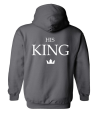 bluza męska z kapturem HIS KING dla par zakochanych lgbt walentynkowa z napisami nadrukiem pomysł na prezent grafitowa.png