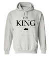 bluza męska z kapturem HIS KING dla par zakochanych lgbt walentynkowa z napisami nadrukiem pomysł na prezent szara.png