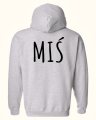 bluza z kapturem męska MIŚ  dla par zakochanych dla niego dwojga walentynki szara tył.png