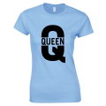 koszulka damska QUEEN Q  dla NIEJ par zakochanych prezent walentynki rocznica nadruk krĂłlowa napis bĹ‚Ä™kitna.png