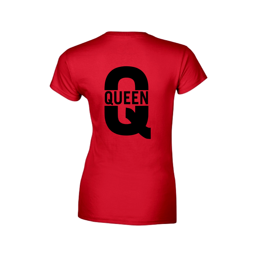 koszulka damska QUEEN Q  dla NIEJ par zakochanych prezent walentynki rocznica nadruk krĂłlowa napis czerwona.png