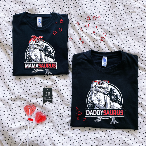 Koszulka damska MAMASAURUS dla par zakochanych dla niej prezent dzień matki walentynki rocznica z nadrukiem napisami śmieszna zabawna