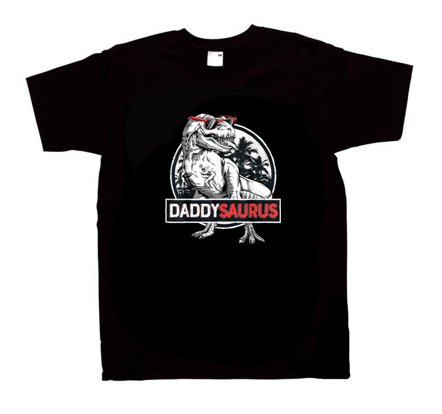 koszulka męska DADDYSAURUS dla par zakochanych dla niego prezent dzień ojca taty walentynki rocznica czarna.png
