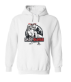 bluza męska z kapturem DADDYSAURUS kangurka dla par zakochanych dzień ojca taty prezent walentynki z nadrukiem napisem biała.png