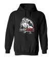 bluza męska z kapturem DADDYSAURUS kangurka dla par zakochanych dzień ojca taty prezent walentynki z nadrukiem napisem czarna.png