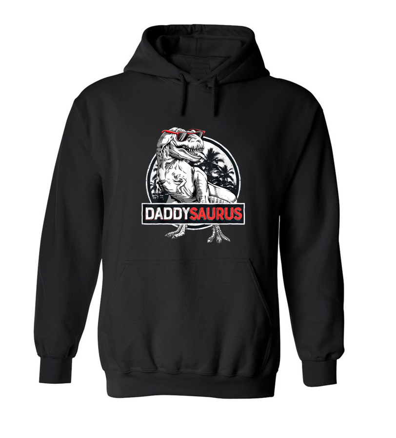 bluza męska z kapturem DADDYSAURUS kangurka dla par zakochanych dzień ojca taty prezent walentynki z nadrukiem napisem czarna.png