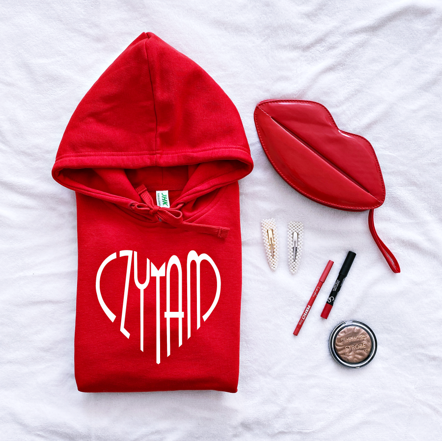 bluza z kapturem damska z nadrukiem CZYTAM książki czytanie.png