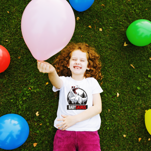 Koszulka dziecięca z nadrukiem BABYSAURUS rodzinna śmieszna zabawna dinozaur dla dzieci dziewczynki chłopczyka