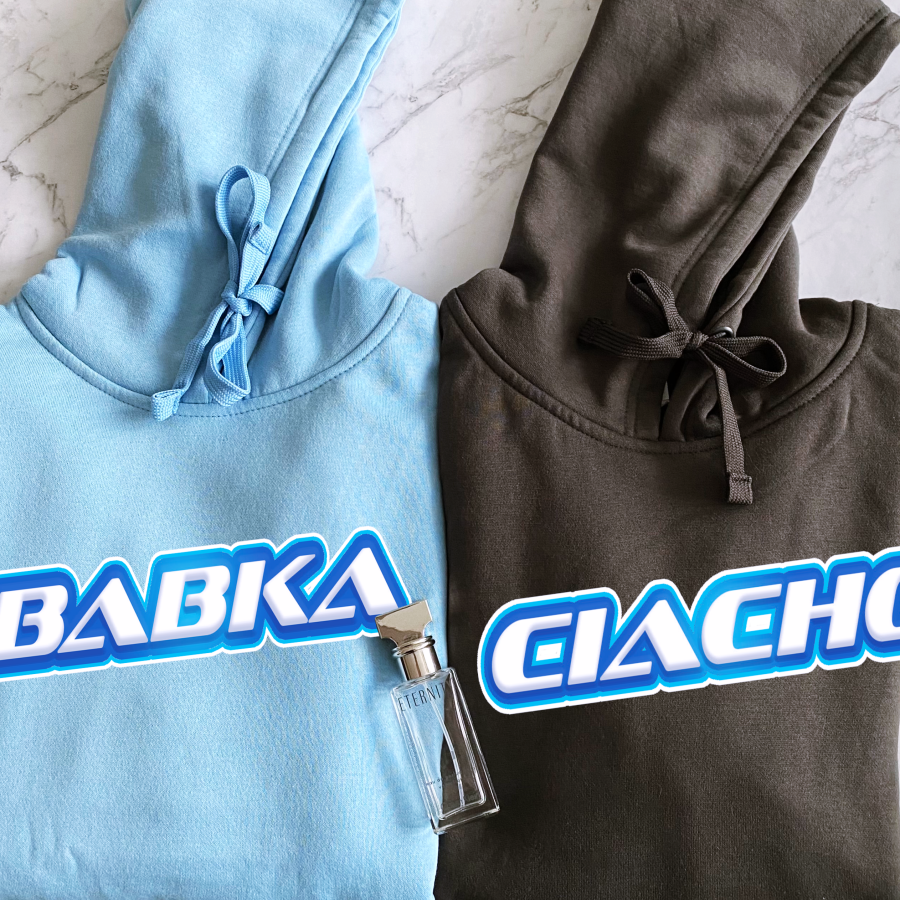 bluzy dla par zakochanych CIACHO BABKA dla niej niego dwojga z nadrukiem kangurki damska męska.png