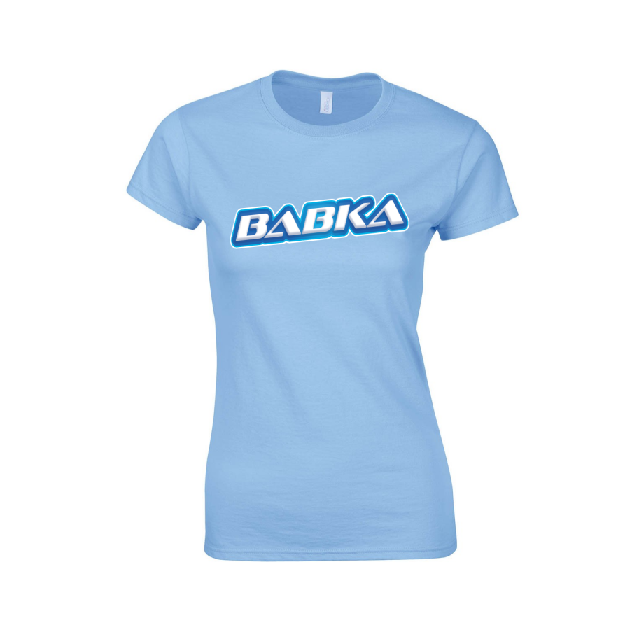 koszulka damska BABKA dla par zakochanych niej dwojga z napisem nadrukiem śmieszna bluzka walentynkowa prezent błękitna.png