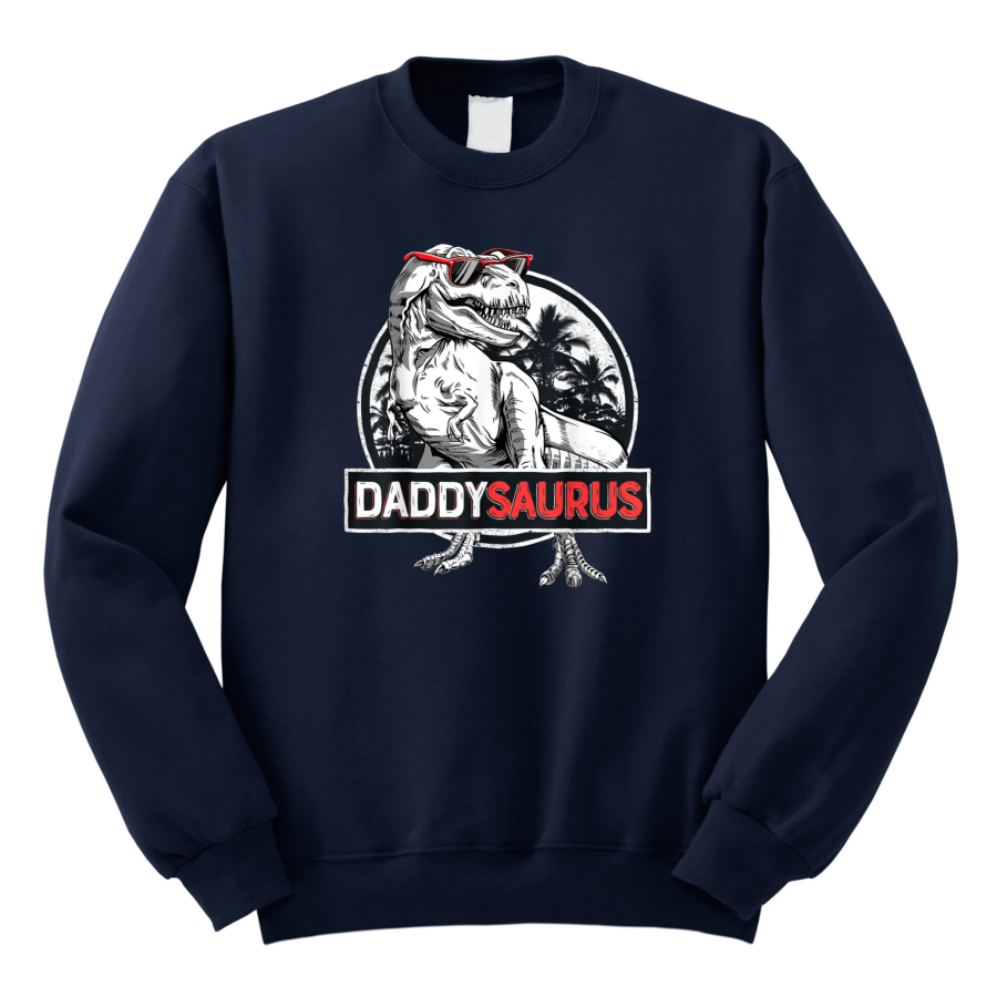 Bluza męska DADDYSAURUS dla par zakochanych dla niego prezent dzień ojca taty walentynki rocznica z nadrukiem napisami śmieszna zabawna granatowa.png