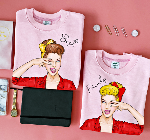 Bluza dla przyjaciółek z nadrukiem best FRIENDS bff dziewczyna rysunek popart z napisem pomysł na prezent przyjaciółki