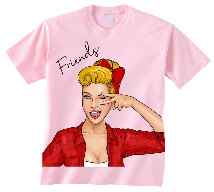 KOSZULKA dla przyjaciółek z nadrukiem best FRIENDS bff dziewczyna rysunek popart z napisem pomysł na prezent przyjaciółki pudroworóżowa.png