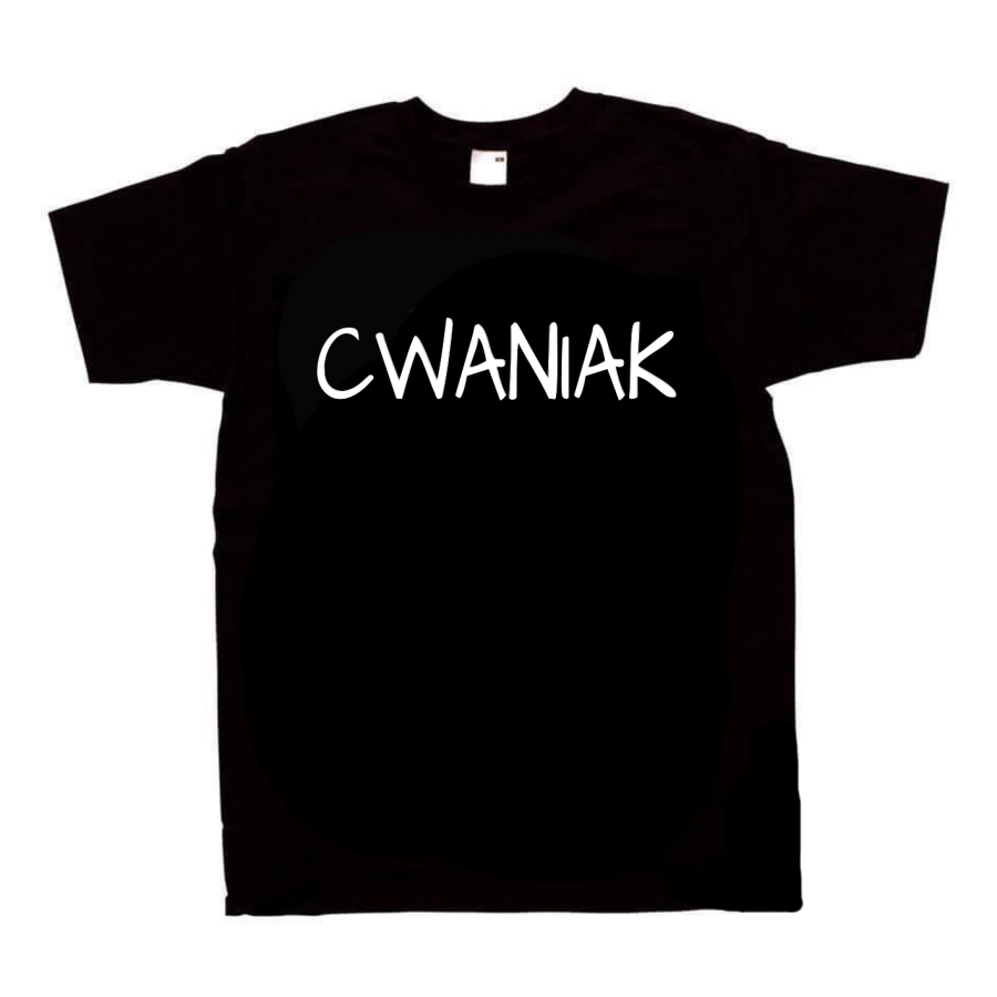 koszulka mÄ™ska CWANIAK dla par zakochanych dla niego walentynkowa bluzka ze Ĺ›miesznym napisem prezent czarna.png