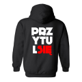 bluza męska z kapturem z nadrukiem PRZYTUL SIĘ dla par zakochanych dla niego walentynkowa prezent czarna.png
