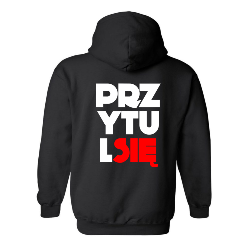 Bluza z kapturem PRZYTUL SIĘ dla par zakochanych dla Niego męska kangurka z nadrukiem hip hop skate walentynki prezent