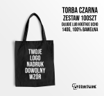 TORBY BAWEŁNIANE Z WŁASNYM NADRUKIEM LOGO FIRMY czarne torby eko z bawełny KOMPLET 100szt