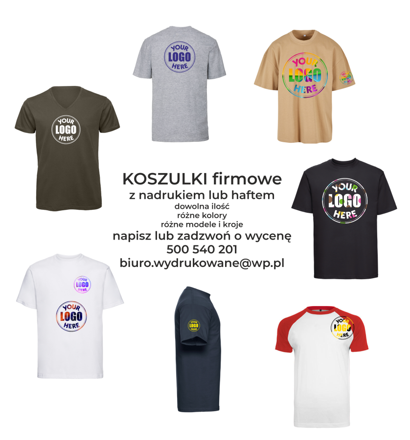 koszulki firmowe  z logo firmy nadrukiem haftem