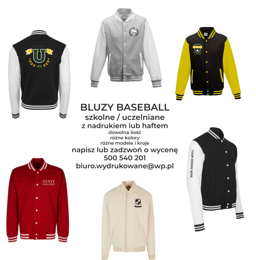 bluzy BASEBALL szkolne uczelniane dla uczelni z logo haftem nadrukiem bomberki.png