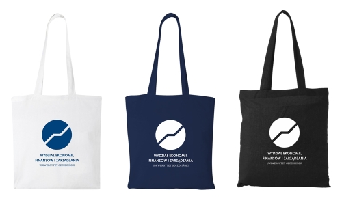 Torba bawełniana materiałowa z nadrukiem logo UNIWERSYTET SZCZECIŃSKI WYDZIAŁ EKONOMII FINANSÓW I ZARZĄDZANIA 