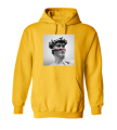 bluza z kapturem kangurka DAWID Michał Anioł half face posąg rzeźba z nadrukiem przeróbka ze zdjęciem obraz żółta.png