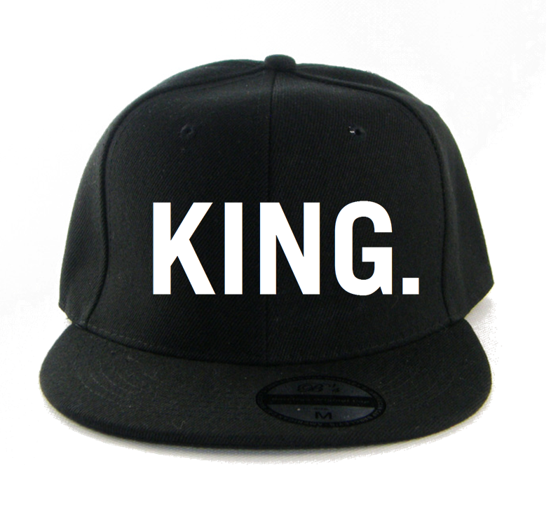 Snapback KING - modna czapka z płaskim daszkiem z napisem KING dla niego ; czapka męska snapback z nadrukiem KING ; świetny pomysł na prezent dla chłopaka na walentynki , na urodziny , na święta