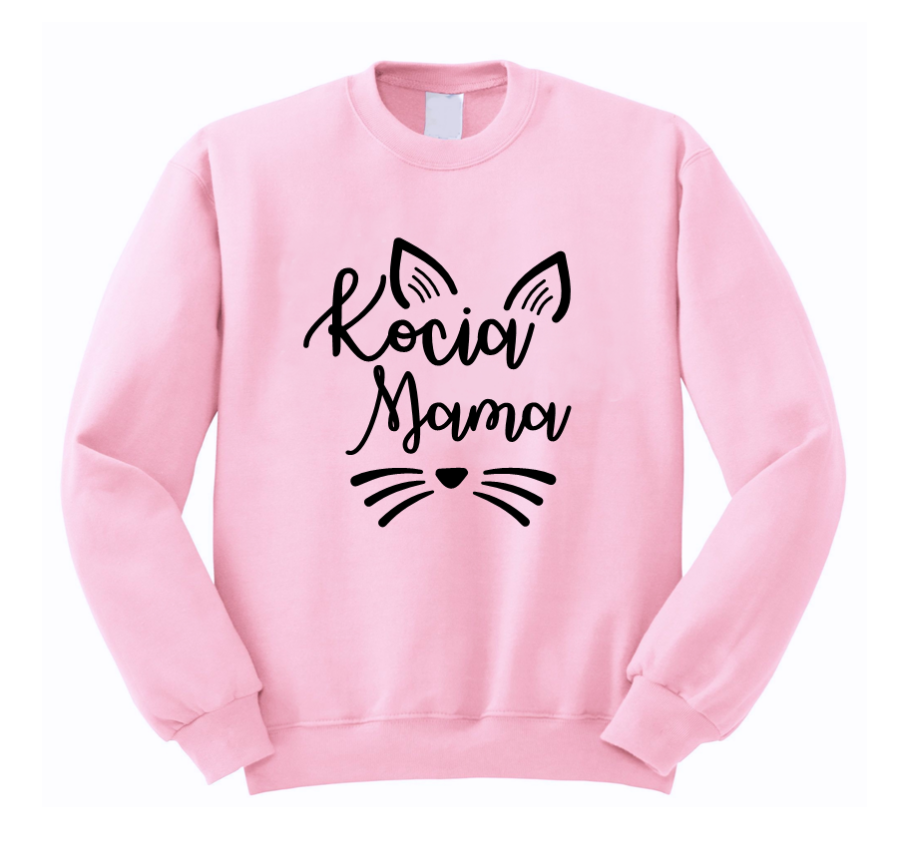 kocia mama bluza damska z nadrukiem jasnoróżowa.png