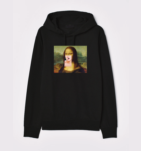Bluza z kapturem MONA LISA fake lizak lollipop kangurka czarna XXL