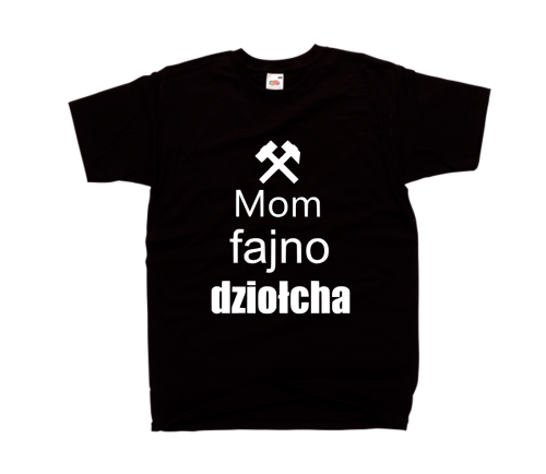 Koszulka z nadrukiem MOM FAJNO DZIOŁCHA dla par zakochanych dla Niego