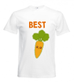 T-shirt koszulka bluzka biała z napisem BEST i nadrukiem obrazkiem rysunkiem marchewki - modna koszulka dla najlepszej przyjaciółki lub dla najlepszego przyjaciela damska i męska. 